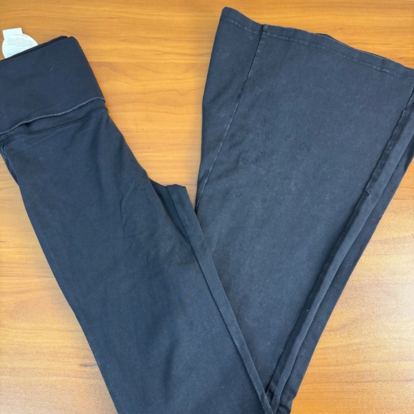 Aerie OFFLINE Super Flare High Rise Long Inseam Foldover Waist Leggings XS Black - Picture 2 of 11
